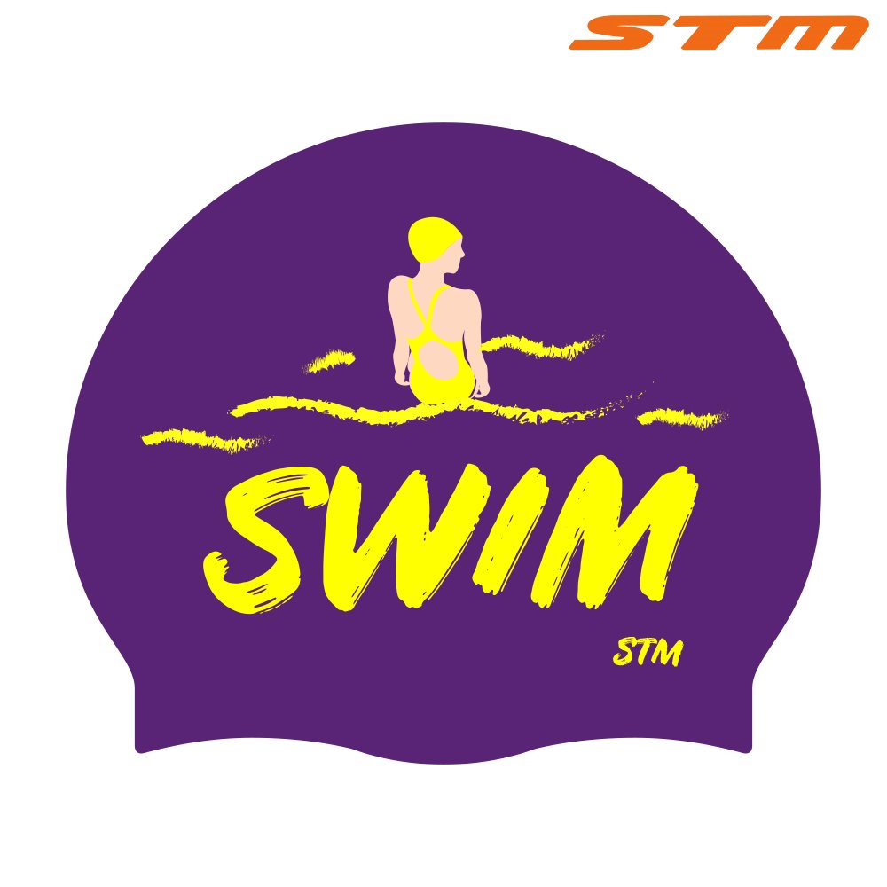 STM 실리콘수모 SWIM_퍼플 수모 수영모 수영모자 디자인수모