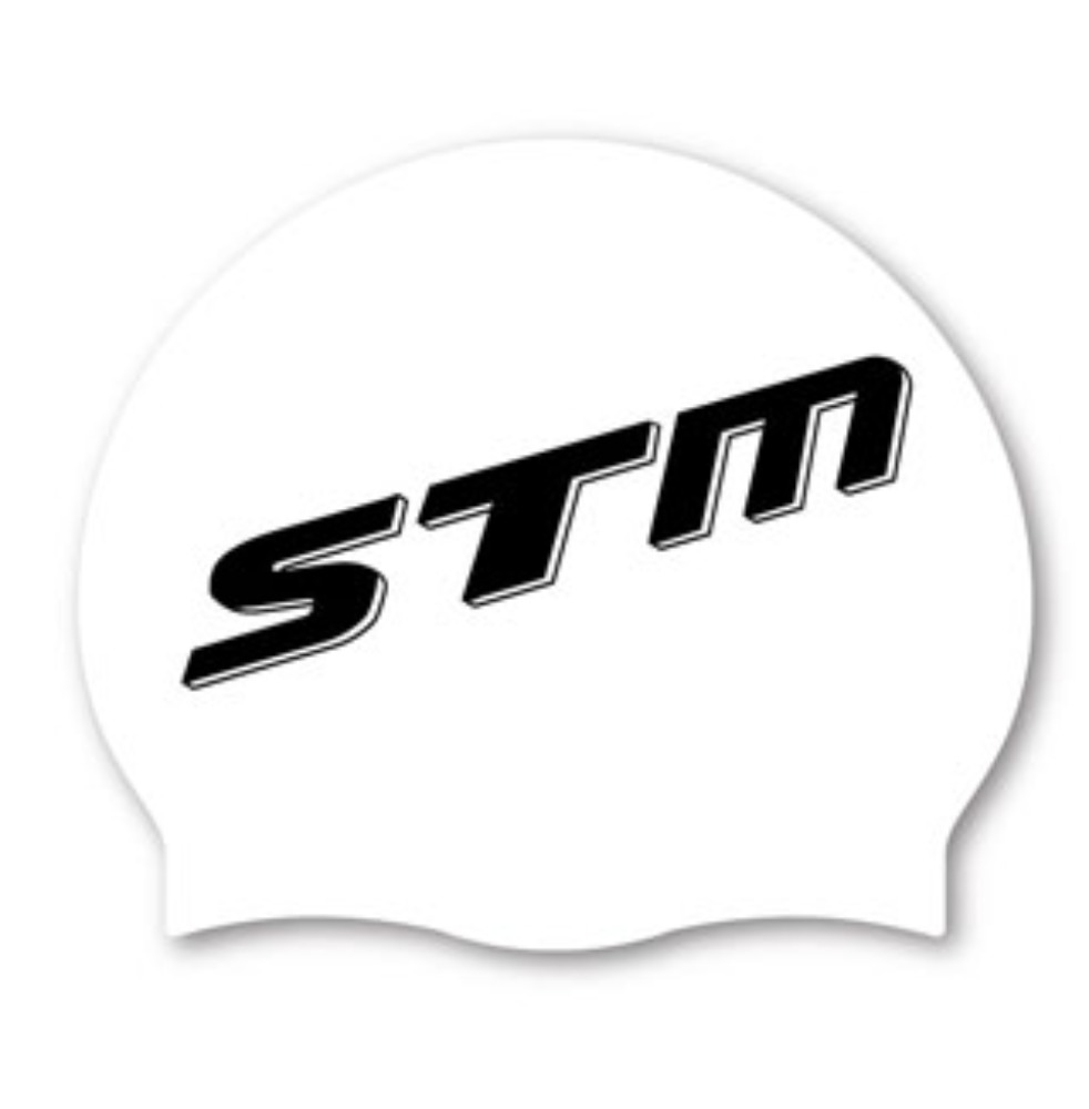 STM 수모 WHITE/BLACK 수영모자 실리콘수모