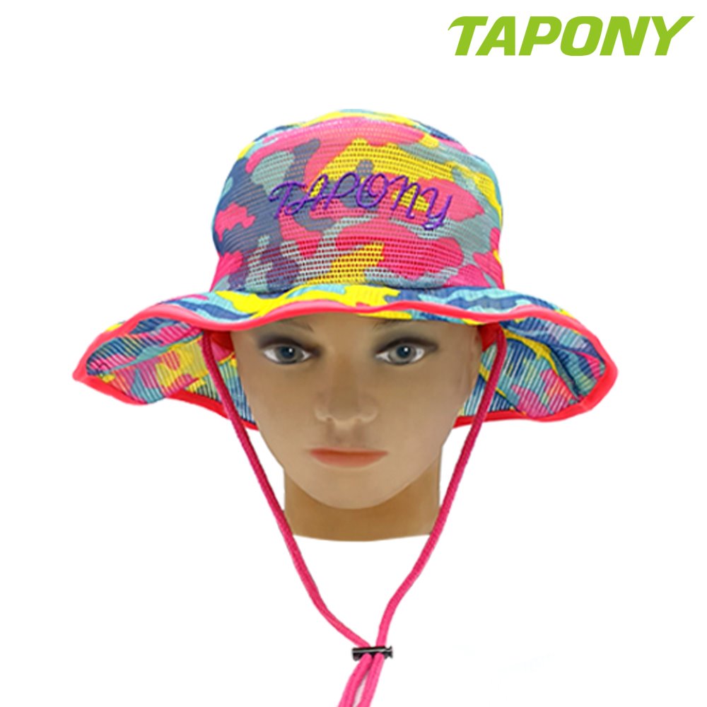 TAPONY 매쉬 버킷 모자 핑크밀리터리